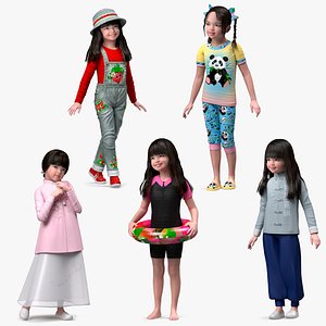 3D model Asian Girl Childs Collection 3