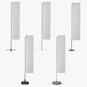 Collection Banners 4v with Stands 5 in 1 PBR 3D