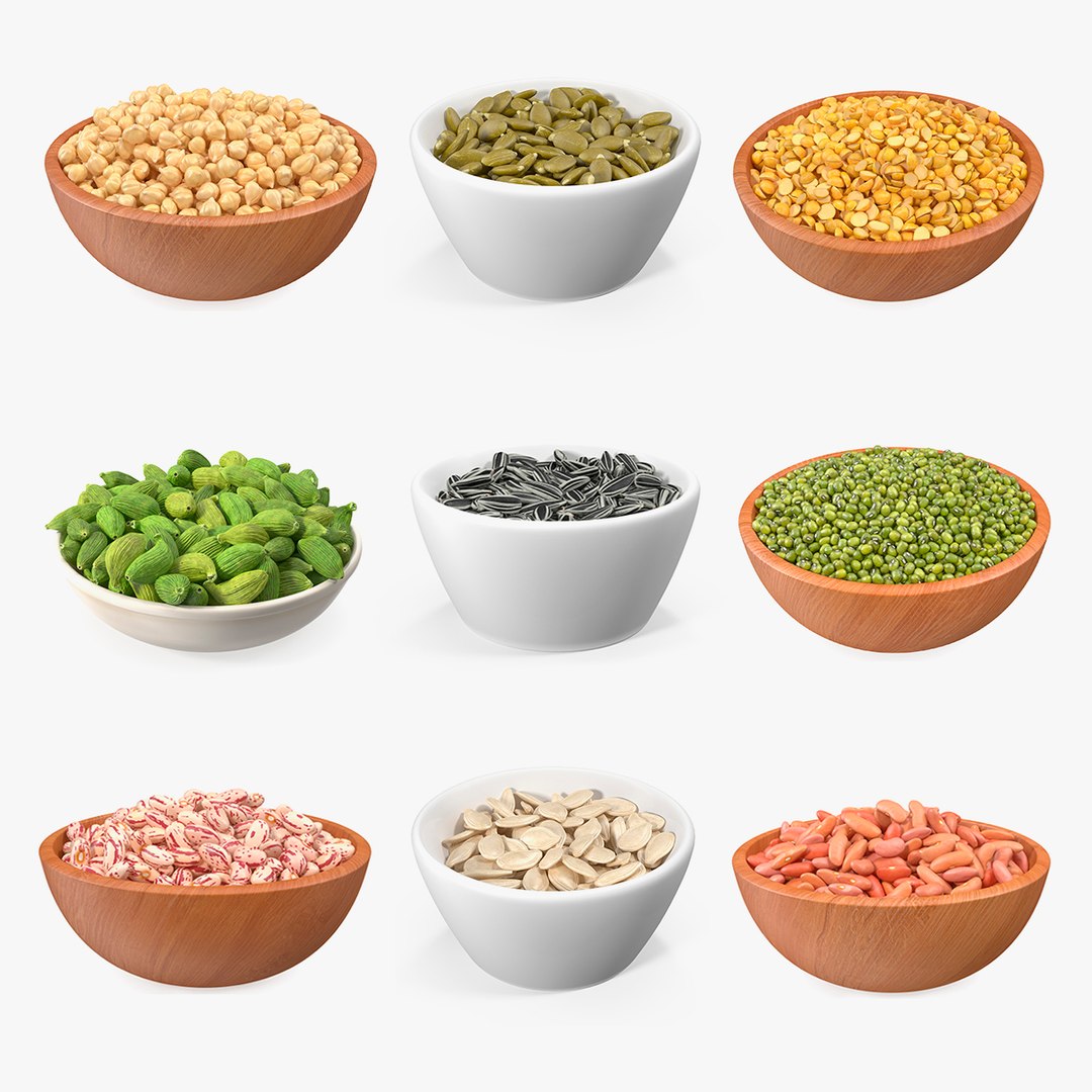 Beans and Seeds in a Bowl Collection 4 3D model preview