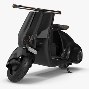 Futuristic Electric Scooter Black Rigged