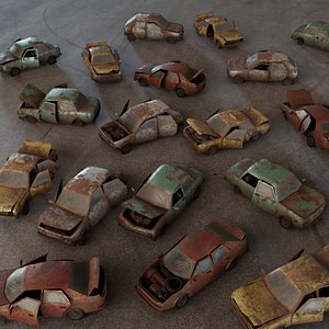 3D Apocalyptic Damaged Car