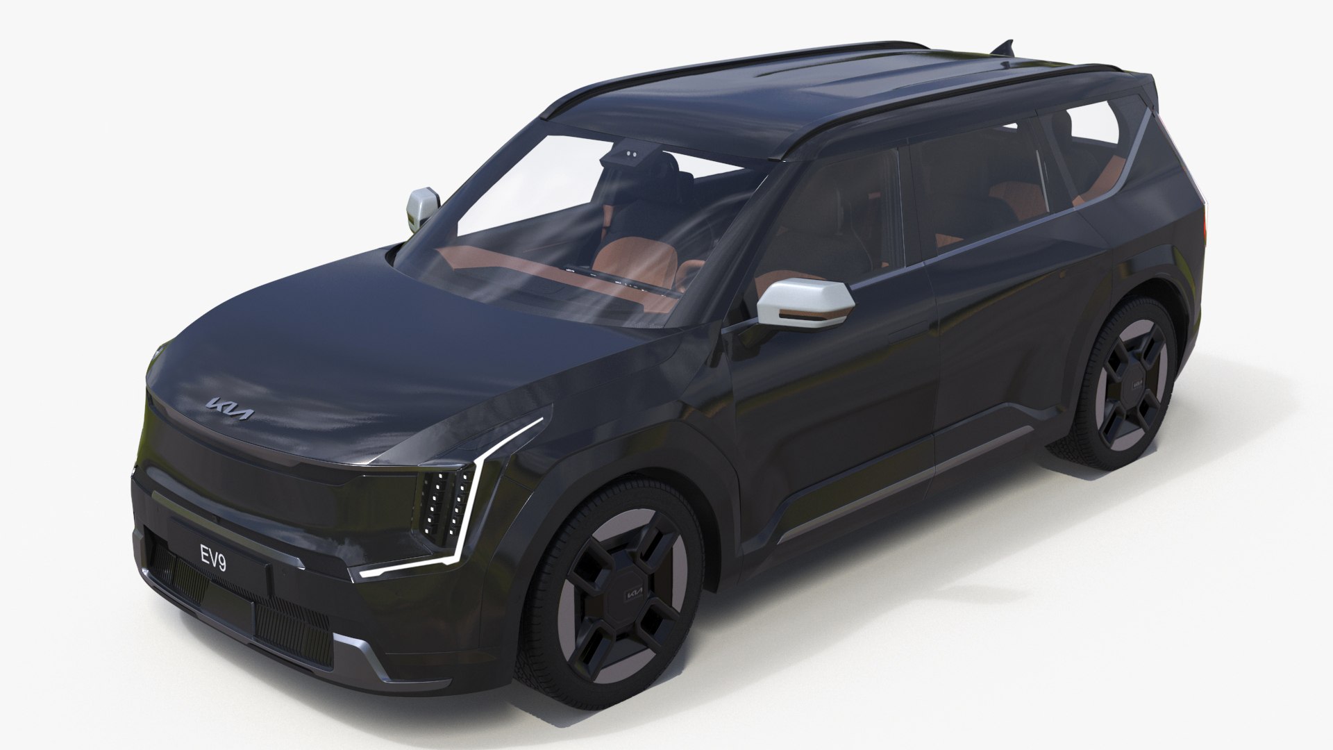 KIA EV9 Luxury SUV Black Simplified 3D model preview