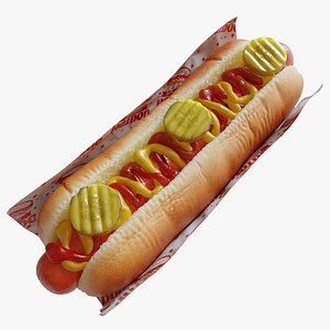 3D Realistic Pickle Hot Dog model