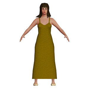 low-poly woman dress 3D