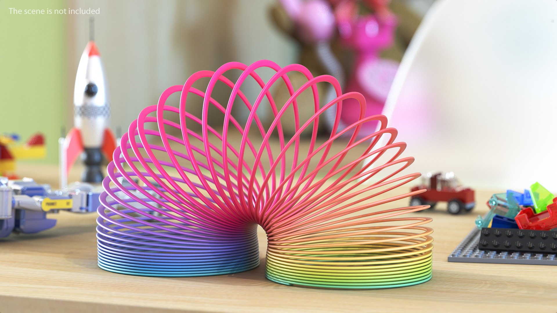 Rainbow Slinky Toy Spring Curved 3D model preview