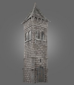3D Medieval tower game ready Low-poly model