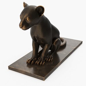 Bronze Sitting Panther Statue