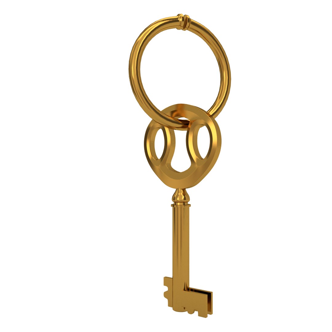 3d model of ancient old luxury key