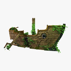 3d model broken pirate ship