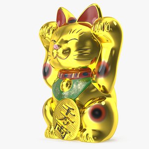 3D Maneki Neko Lucky Cat Figurine model