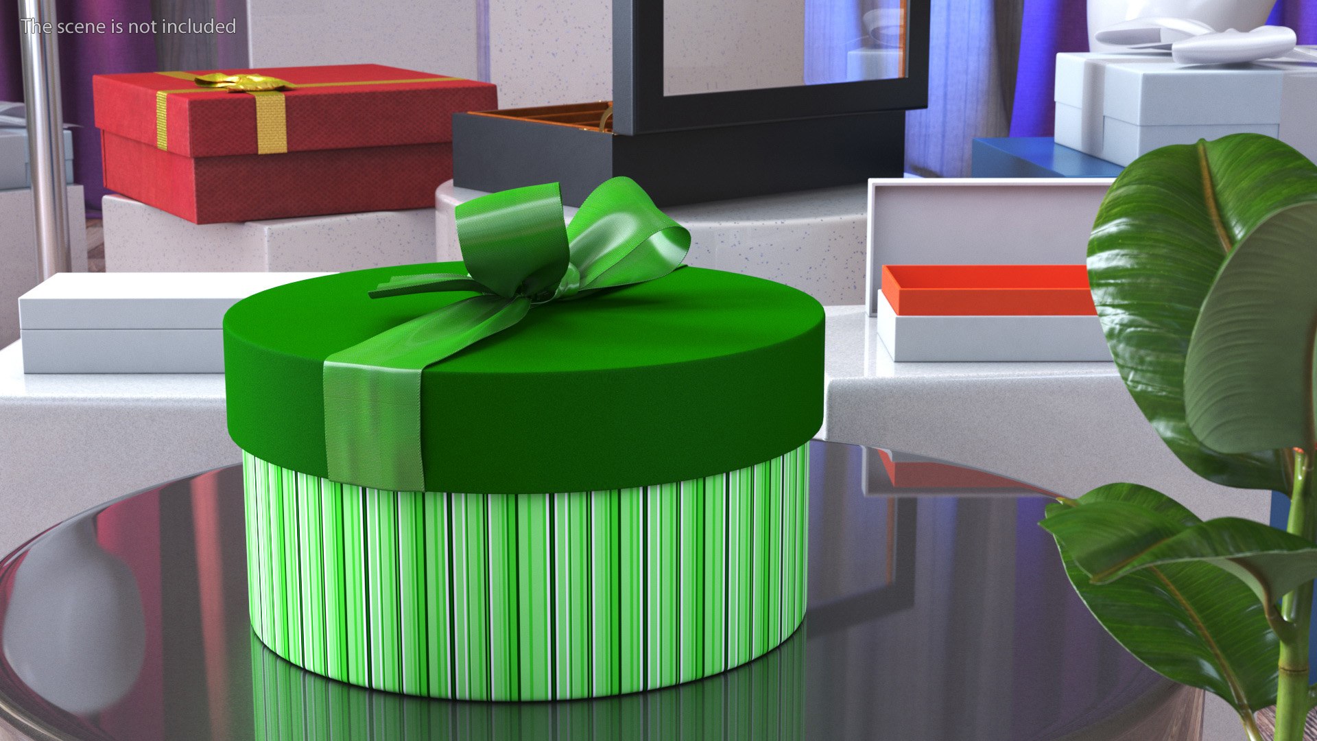 Round Gift Box With Ribbon Model - TurboSquid 2325108