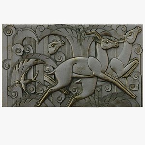 Art Deco Deer Relief Panel  WS Gilbert Derry  Toms  Decorative Wall Sculpture  CNC Ready 3D model