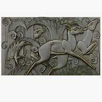 Art Deco Deer Relief Panel  WS Gilbert Derry  Toms  Decorative Wall Sculpture  CNC Ready