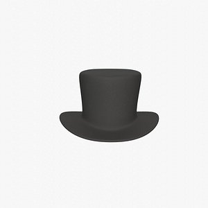 Cartoon top hat - black 3D model