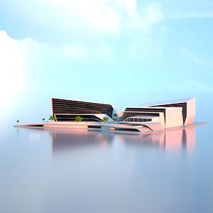 3D futuristic building concept model