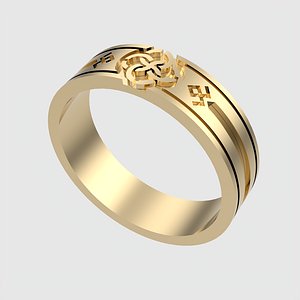Thin Slavic Rune Wedding Ring JDBCo model