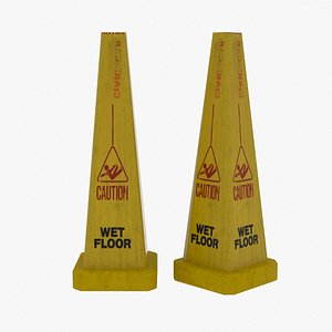 3d model sign wet floor
