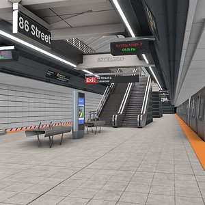3D Subway Station with Car model