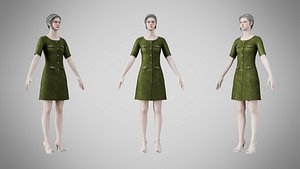 Dress 37 Olive Green Velvet 3D model