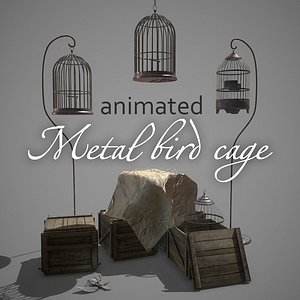 Metal bird cage animated pbr Low-poly 3D model