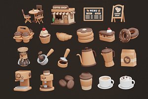 Coffee Shop 3D Icon Pack 3D