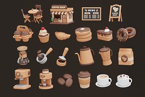 Coffee Shop 3D Icon Pack