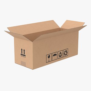 3D model Cardboard Box 50x20x20 Half Open