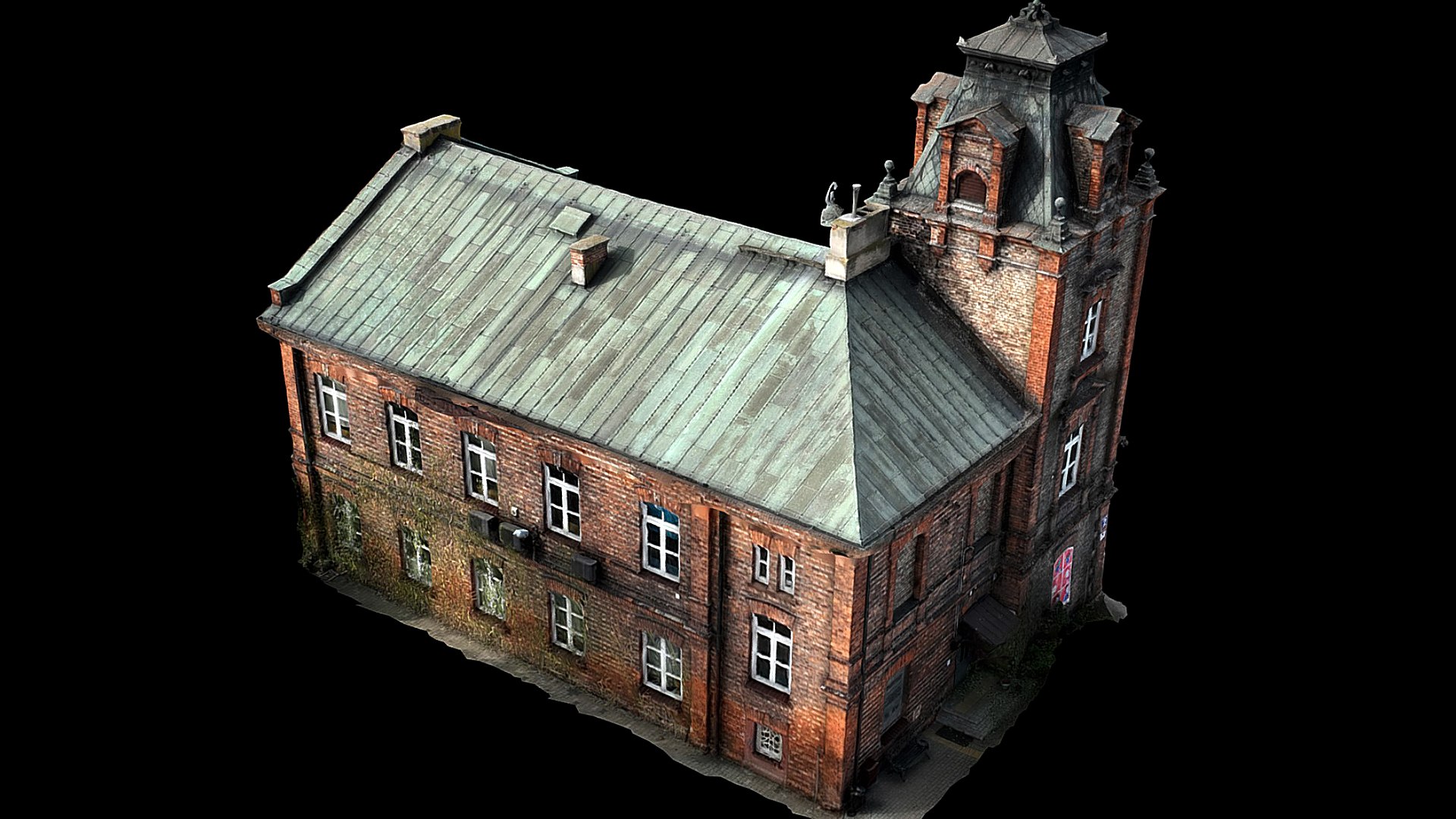 Classical Abandoned Bricks Building Drone Photogrammetry Model ...