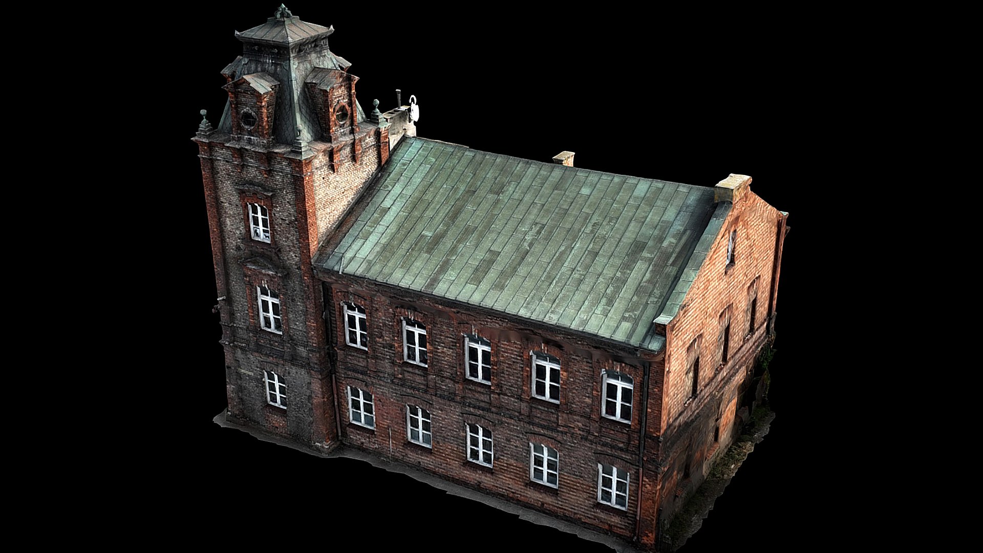 Classical Abandoned Bricks Building Drone Photogrammetry Model ...