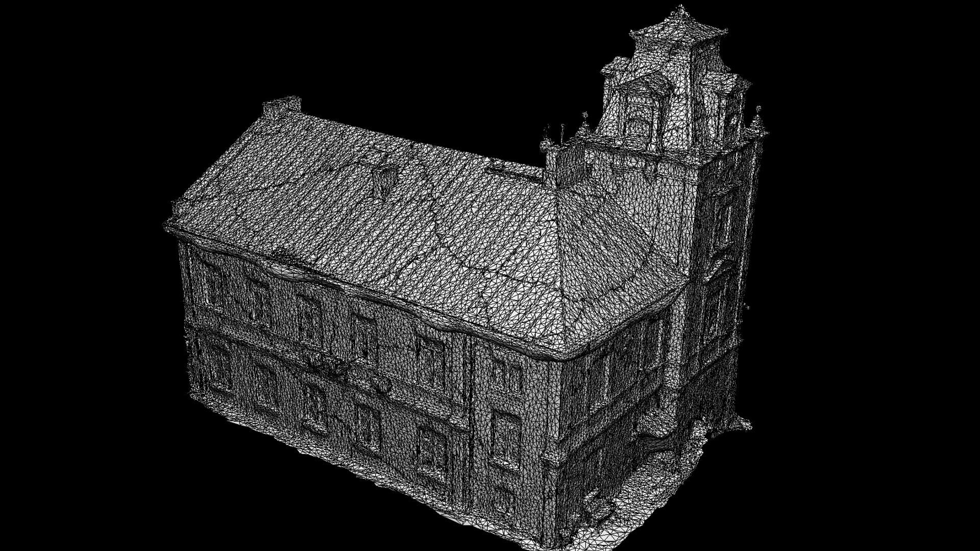 Classical Abandoned Bricks Building Drone Photogrammetry Model 