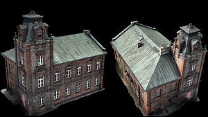 classical abandoned bricks building drone photogrammetry model