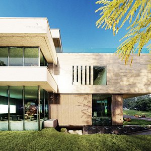 Villa prototype modern house furnished project clash free underground 3D