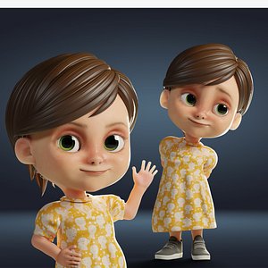 3D Cartoon Cute Girl Rigged model