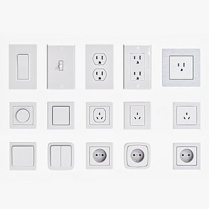 Power outlets and Lights Switches Set 3D