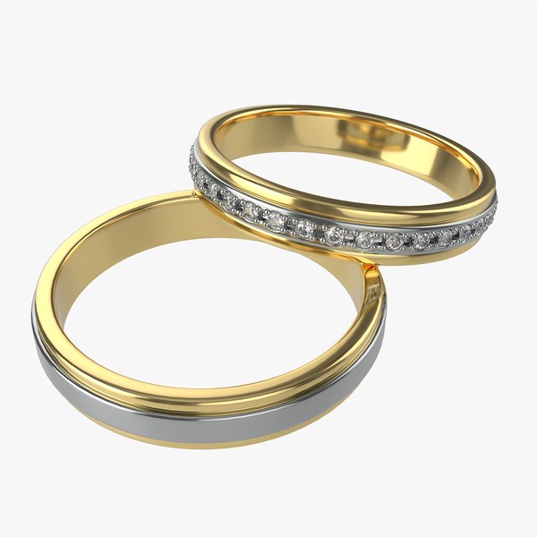 Gold Diamond Ring Jewelry 08 3D model