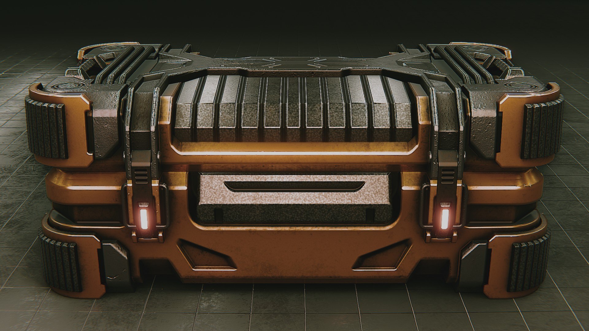 3D Sci-fi Golden Box - TurboSquid 2261540