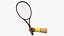 Man Hand with Nike Swoosh Wristband Holds Tennis Racquet Rigged for Cinema 4D