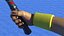 Man Hand with Nike Swoosh Wristband Holds Tennis Racquet Rigged for Cinema 4D