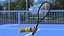 Man Hand with Nike Swoosh Wristband Holds Tennis Racquet Rigged for Cinema 4D