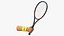 Man Hand with Nike Swoosh Wristband Holds Tennis Racquet Rigged for Cinema 4D
