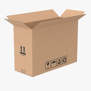Cardboard Box 50x20x35 Half Open 3D