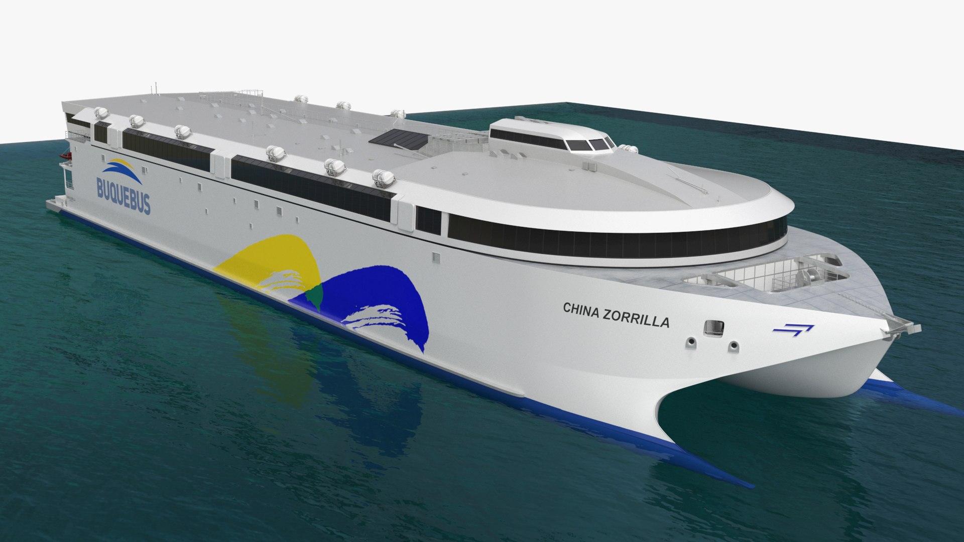 Electric Marine Commuter Vessel on Sea 3D model preview