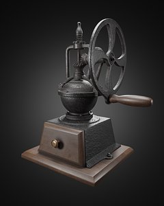 Vintage manual coffee bean grinder 3D model.