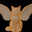 翼のある猫の神秘的な3Dプリントモデル