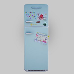 3d retro vintage fridge