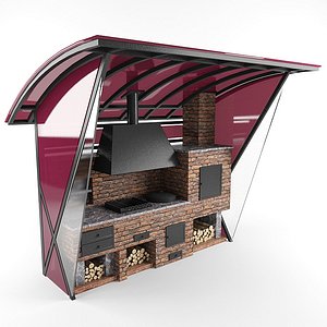 3d barbeque outdoor kitchen model