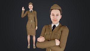 World War II female soldiers 3D model