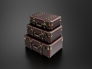 Vintage Leather Suitcase 3D model