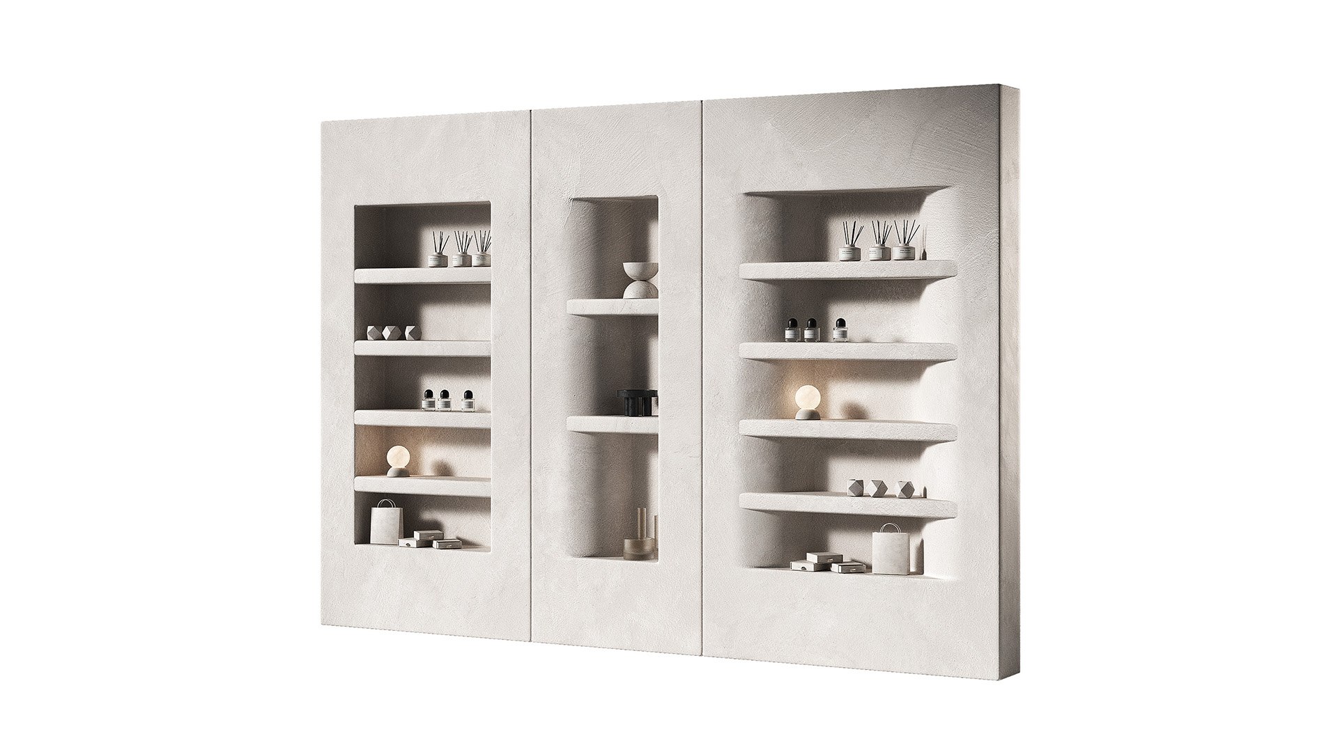Niche Wall Shelving With Decor Rack Showcase Model - TurboSquid 2251976