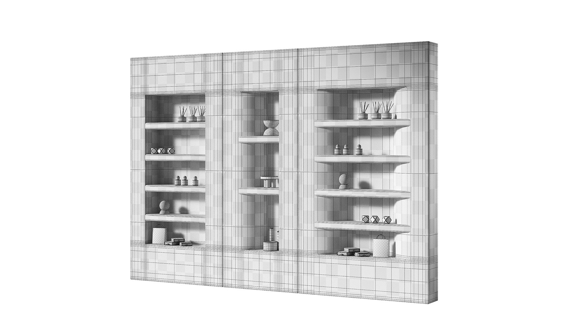 Niche Wall Shelving With Decor Rack Showcase Model - TurboSquid 2251976